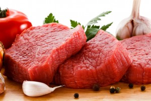 Fresh raw beef on cutting board